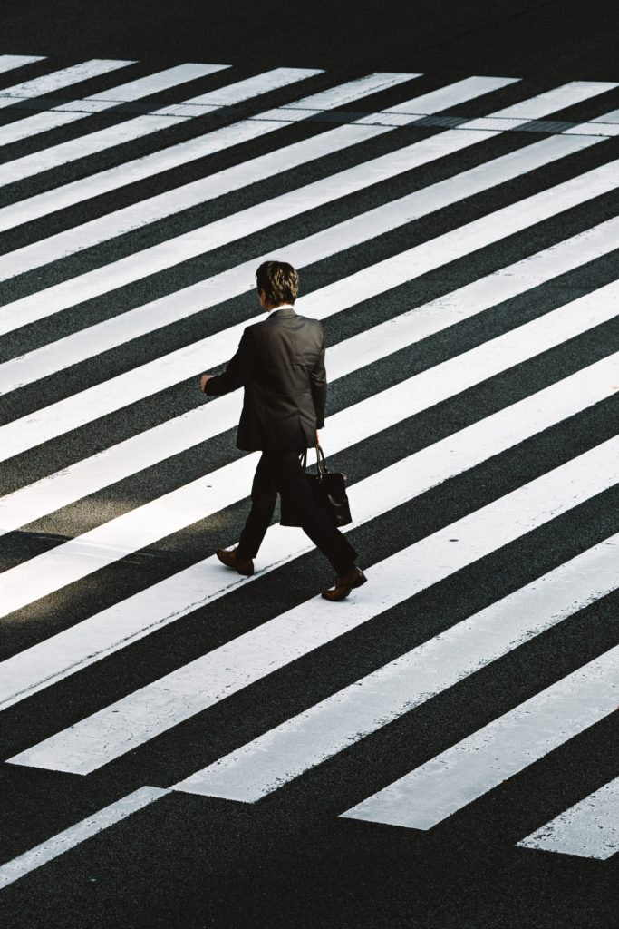 man on a crosswalk